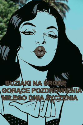 Czarno włosa kobieta pozdrawia w środę